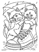 coloriage chatons dans chaussons